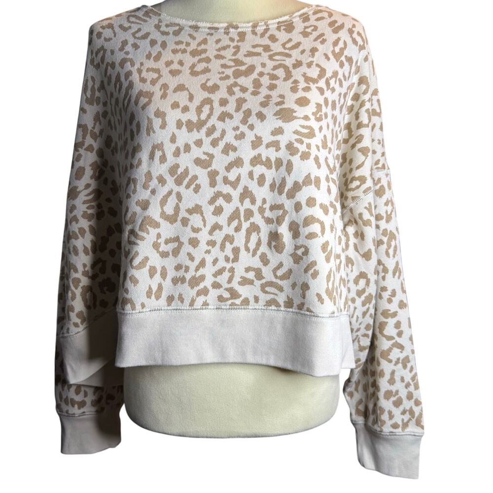 Aerie Leopard Print Oversized Cropped Sweatshirt, Size Medium, NWT